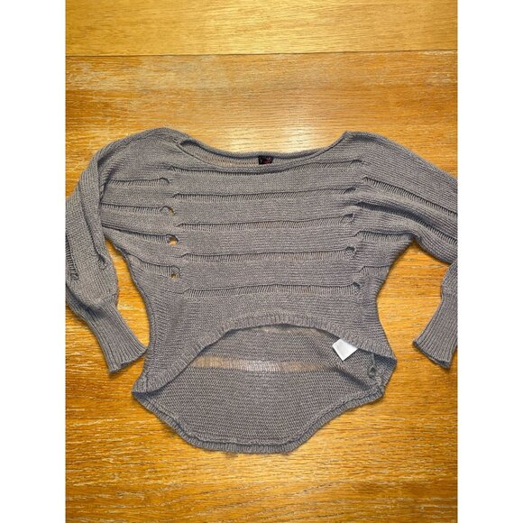 Material Girl Open Knit Gray Sweater Womens Small - Picture 1 of 6